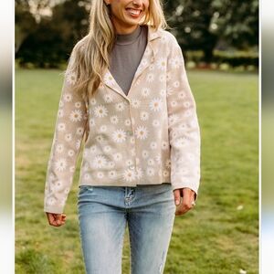 NWT Daisy Collared Jacket Knit Cardigan Button-Down size S